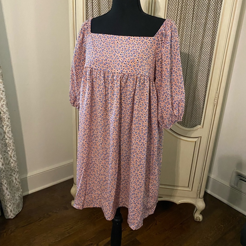 Adorable pink floral maternity and postpartum dress